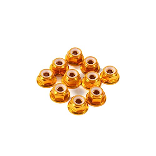 10pcs Aluminium Niet Muttern M2-M6 Flanschmutter Nyloneinsatz Kontermutter selbstsichernde Mutter, Orange, M6 von MXBAOHENG