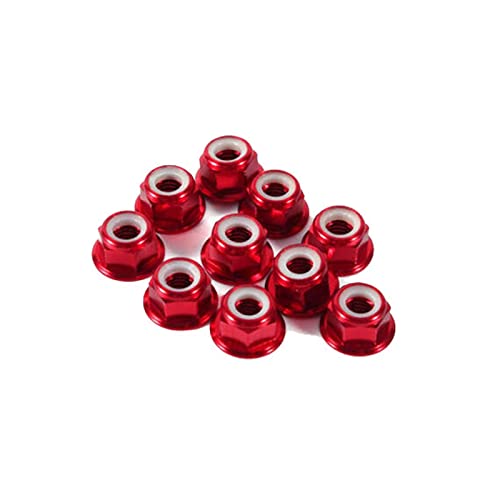 10pcs Aluminium Niet Muttern M2-M6 Flanschmutter Nyloneinsatz Kontermutter selbstsichernde Mutter, rot, M2 von MXBAOHENG