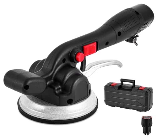 MXBAOHENG Fliesenrüttler 6 Gänge Elektrische Fliesenverlegemaschine 200kg Fliesenvibrator mit Akku 4500mA Fliesen Vibratoren Elektrische Fliesen Vibrationsgerät für 11,8-39,5 Zoll Fliesen (1 AKKU) von MXBAOHENG