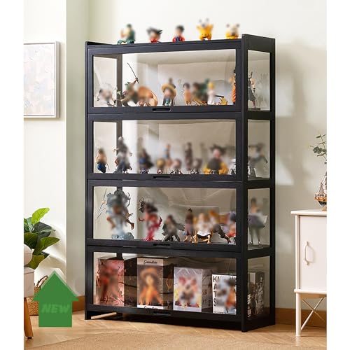 MXBCTMM Vitrinenschrank Wohnzimmer Wohnzimmerschrank Glasvitrine stehend Standvitrine Vitrine Glas Acryl vitrine vitrine Holz,Bambou + matériau acrylique, Sammlungsschrank, Bambusrahmen + Acryltür von MXBCTMM