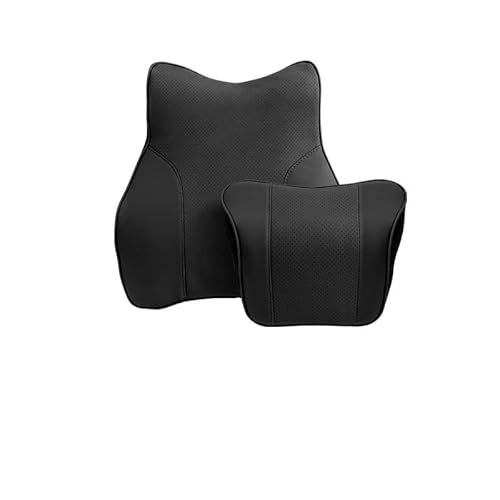 MXDDWLKJ Lendenkissen Auto PU-Leder-Auto-Kopfstützen-Nackenkissen Lordosenstütze Weicher Memory-Schaum Taillenkissenschutz Universell Für G30 Für F10 Für F30 Für G20 Lordosenstütze Auto(Black 1set) von MXDDWLKJ