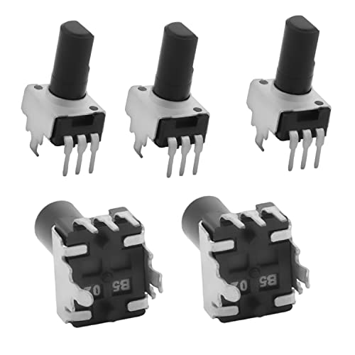 Kohleschicht-Potentiometer, 5 K Ohm, variable Widerstände, Einzeldrehung, Halbschaft, D-Typ-Design, 12 mm Schaft, 3-polig, Potentiometer-Komponente, 5 Stück von MXITA