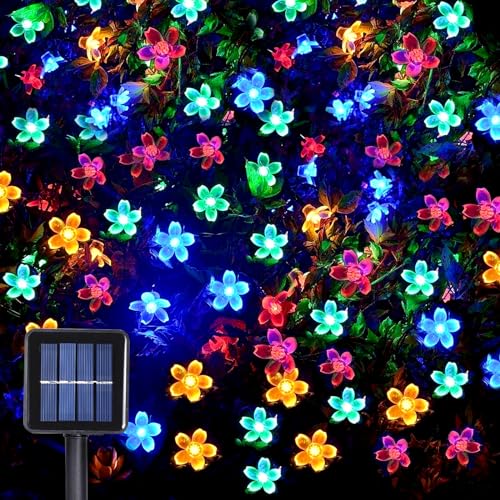 Led lichterkette Innen Außen, 100 LEDs Kugel Lichterkette, 12M 8 Modi Wasserdicht Lichterketten Solar Lichterkette Außen Blumen für Weihnachten, Hochzeit, Party, Garten, Schlafzimmer von MXJFYY