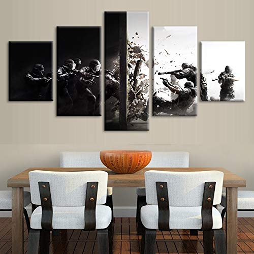 Mode Leinwand-Malerei Wand-Kunstdruck Malerei Home Decor 5 PC Schießen Videospiel Tom Clancys Rainbow Six Siege Bilder Modular Poster No Frame, 40x60 40x80 40x100cm von MXLF