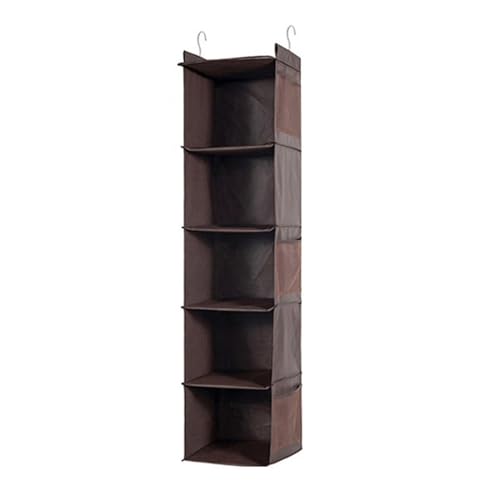 Hängeregal-Schrankaufbewahrung Schrank-Organizer mit Taschen, 5-stufiger Hängeschuh-Organizer for den Schrank, hängende Schrank-Organizer und Aufbewahrungsregale, platzsparendes Schrankregal(Braun) von MXMZSRTH