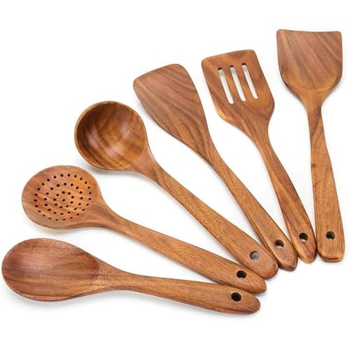 Holzschaufel Sechsteiliger Kochspatel aus Massivholz, Küchenutensil von MXMZSRTH
