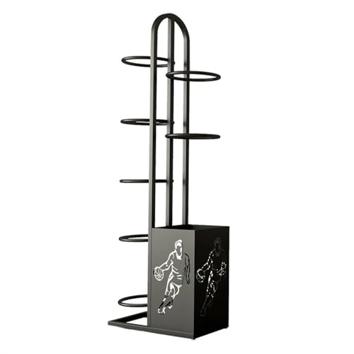 MXMZSRTH Basketball-Aufbewahrungsständer Home Sport Lagerregal Basketball Fußball Volleyball Badminton Schläger Fitnessgeräte Put Finishing Regale(Black,140cm) von MXMZSRTH