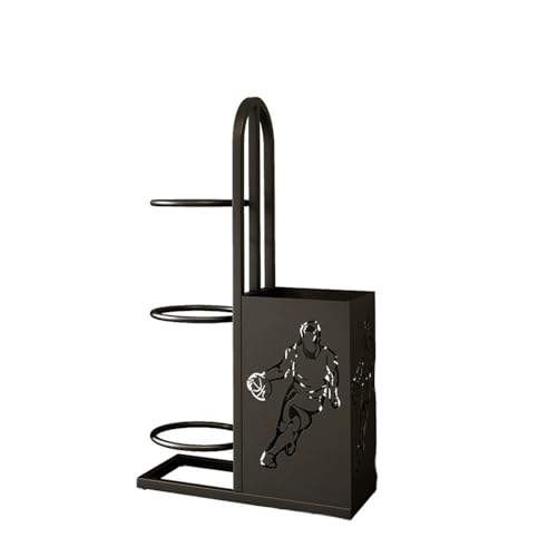 MXMZSRTH Basketball-Aufbewahrungsständer Home Sport Lagerregal Basketball Fußball Volleyball Badminton Schläger Fitnessgeräte Put Finishing Regale(Black,85cm) von MXMZSRTH
