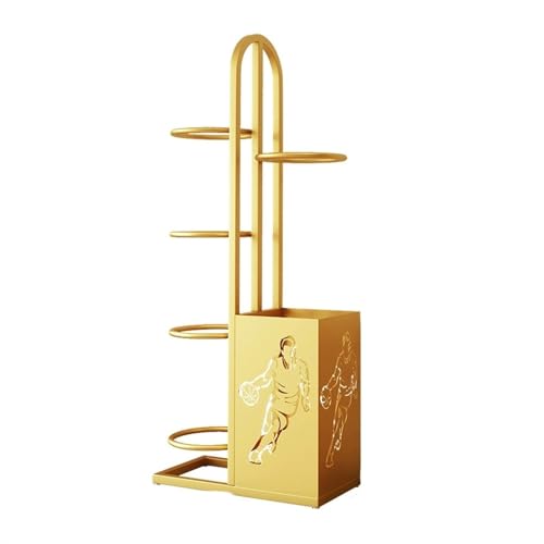 MXMZSRTH Basketball-Aufbewahrungsständer Home Sport Lagerregal Basketball Fußball Volleyball Badminton Schläger Fitnessgeräte Put Finishing Regale(Gold,115cm) von MXMZSRTH