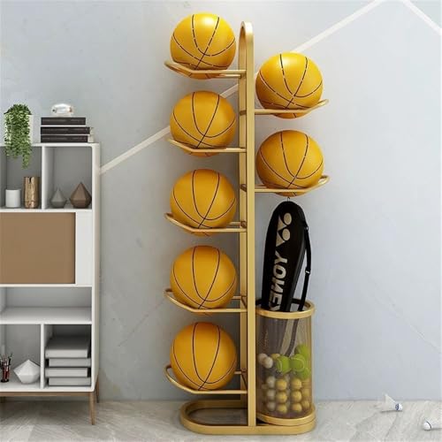MXMZSRTH Basketball-Aufbewahrungsständer Home Sport und Fitnessgeräte Regale Basketball Platzierungsständer(Gold) von MXMZSRTH