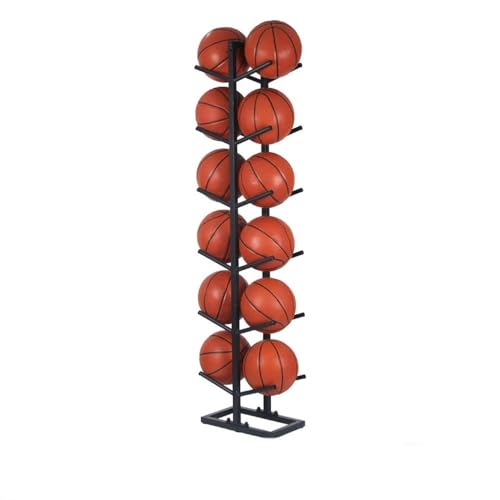 MXMZSRTH Basketball-Aufbewahrungsständer Startseite Indoor-Basketball-Aufbewahrungsregale Ball-Aufbewahrungsregale(Black,6) von MXMZSRTH