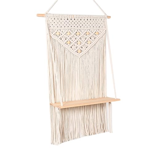MXMZSRTH Gewebter Wandteppichständer Wandteppichregal aus Baumwollseil, böhmisches gewebtes Nachttischregal, Wanddekoration for Zuhause, Aufbewahrung von MXMZSRTH