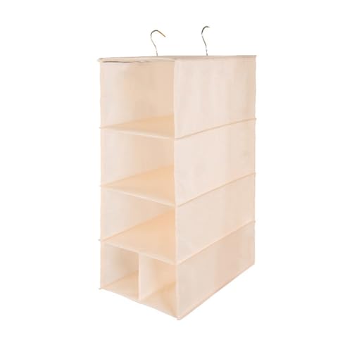 MXMZSRTH Hängeregal-Schrankaufbewahrung 4-stufiges Regal for Aufhängen, Schrank-Organizer, platzsparendes Schrank-Hängeregal mit 2 stabilen Haken for Schrank, Wohnmobil und Studentenwohnheim (Beige) von MXMZSRTH