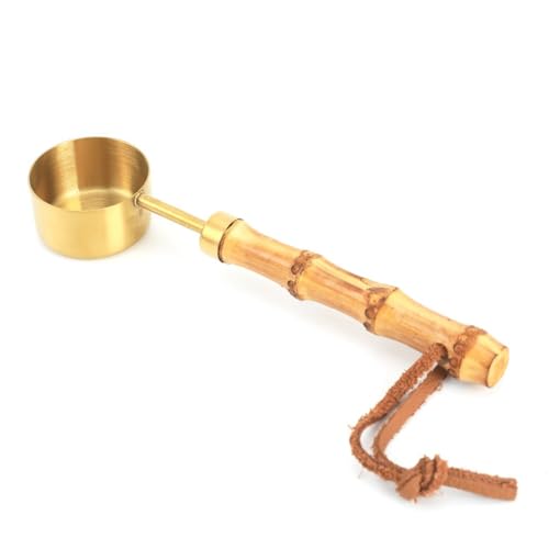 MXMZSRTH Löffel für Kaffeebohnen Messlöffel aus Edelstahl mit Bambusgriff, Kaffeebohnenlöffel, Milchpulverlöffel, Küchenutensilien(Color 1,15ml) von MXMZSRTH