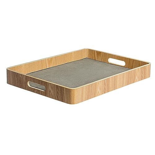 MXMZSRTH Tabletts Aus Holz Hölzernes Geschirrtuch-Teetablett, Haushalts-Kung-Fu-Tablett, Teetablett, rechteckiges Wassertassentablett(37x26x5cm) von MXMZSRTH