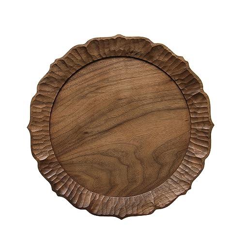 MXMZSRTH Tabletts Aus Holz Holz Spitze Tee Tablett Teller Kreative Brot Snacks Dessert Tablett Desktop Obst Platte(Braun) von MXMZSRTH
