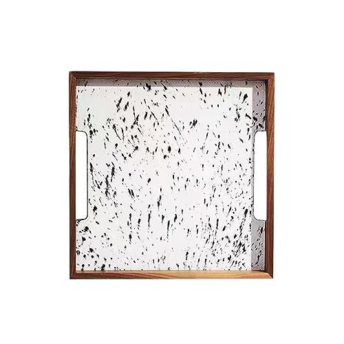 MXMZSRTH Tabletts Aus Holz Holztablett, kreatives Aromatherapie-Tablett, Wohnzimmer-Aufbewahrungstablett, Büro-Dekoration, Obstteller(Bianco,30x30x3cm) von MXMZSRTH