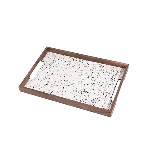 MXMZSRTH Tabletts Aus Holz Holztablett, kreatives Aromatherapie-Tablett, Wohnzimmer-Aufbewahrungstablett, Büro-Dekoration, Obstteller(Bianco,40x30x3cm) von MXMZSRTH