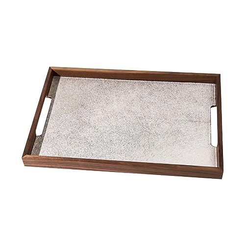 MXMZSRTH Tabletts Aus Holz Holztablett, kreatives Aromatherapie-Tablett, Wohnzimmer-Aufbewahrungstablett, Büro-Dekoration, Obstteller(Grey,40x30x3cm) von MXMZSRTH