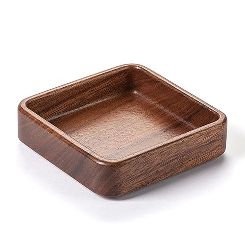 MXMZSRTH Tabletts Aus Holz Holzteller, runder Snackteller, kreatives Geschirr, stapelbares Dessert-Holztablett(Square) von MXMZSRTH