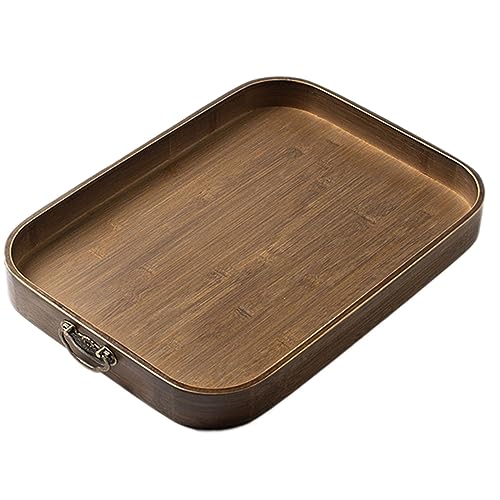 MXMZSRTH Tabletts Aus Holz Vintage Holztablett mit Griff, Frühstückstablett, Snacks, Brot, Kuchentablett, Kaffeetassentablett(40x28x5cm) von MXMZSRTH