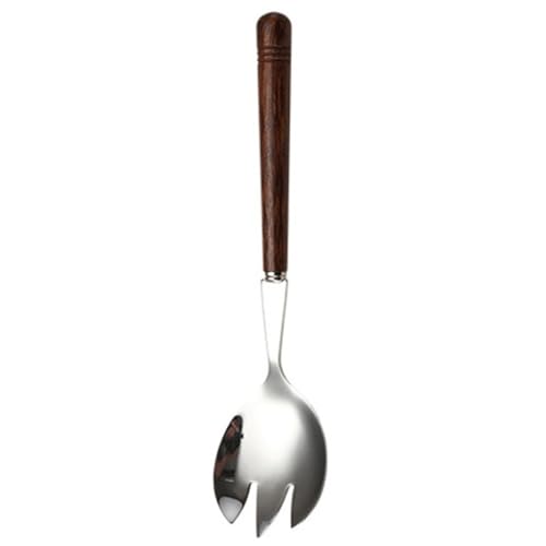 Salatlöffel- und Gabel-Set Edelstahl-Löffel, Gabel, Holzgriff, Salatgabel, Löffel(18.9x4.5cm) von MXMZSRTH
