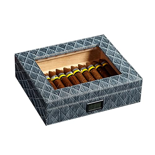 Zigarrenetui Tragbare Zigarren-Aufbewahrungsbox Zigarren-Humidor Elektronischer Temperatur- und Feuchtigkeitsmesser Zigarrenkiste(Grey) von MXMZSRTH
