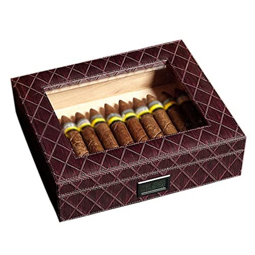 Zigarrenetui Tragbare Zigarren-Aufbewahrungsbox Zigarren-Humidor Elektronischer Temperatur- und Feuchtigkeitsmesser Zigarrenkiste(Red) von MXMZSRTH