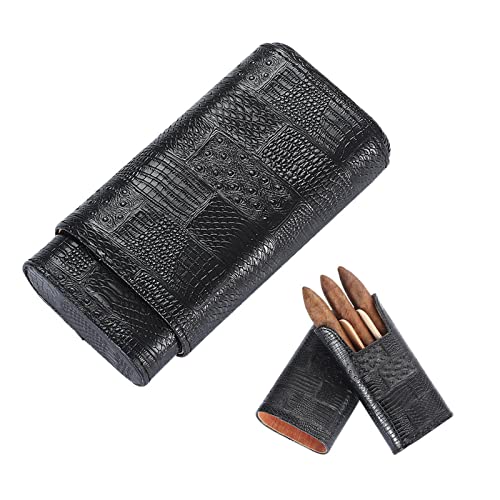 Zigarrenetui Zigarren Aufbewahrungsbox Zigarrenhumidor Lederetui Zigarrenkiste Tragbare Geschenkbox Zigarrenetui(Black) von MXMZSRTH