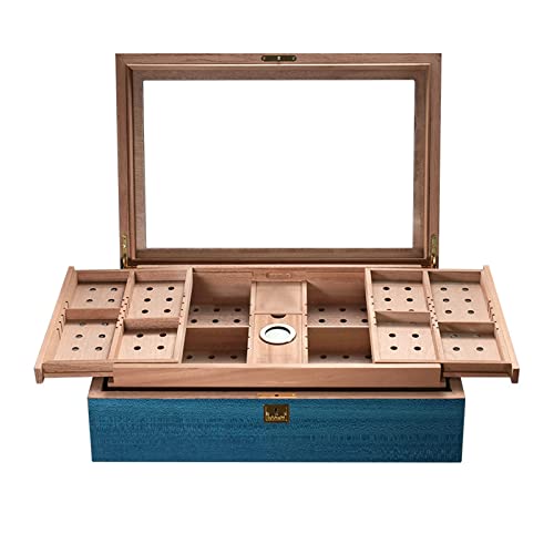 Zigarrenetui Zigarren-Humidor-Box Zedernholz-Alkoholisierungsbox Zigarren-Aufbewahrungsbox Drei Schichten sichtbarer großer Raum von MXMZSRTH