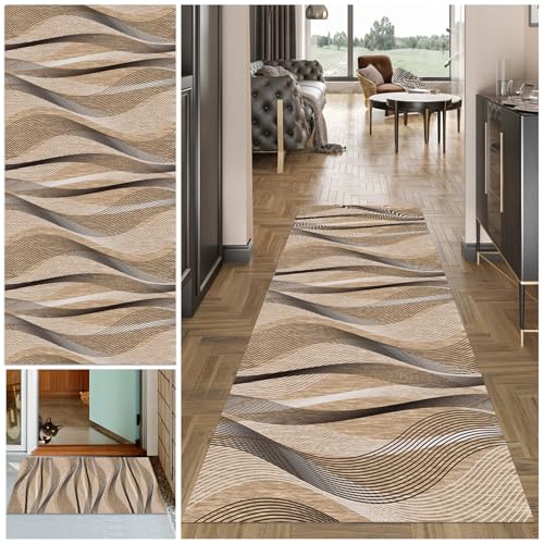 Teppich Läufer Flur Lang, 40 x 220 cm Waschbar Flur Läufer Teppich, Flurläufer, Lang Korridor Teppich Läufer, Teppichläufer Flur rutschfest Küchenteppich für Küche, Eingang, Wohnzimmer Schlafzimmer von MXOUAJ