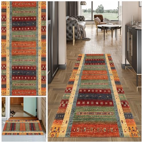 Teppich Läufer Flur Lang, Waschbar Flur Läufer Teppich, Teppichläufer Flur rutschfest Küchenteppich, Flurläufer Lang Korridor Teppich Läufer für Küche, Eingang, Wohnzimmer Schlafzimmer120 x 200 cm von MXOUAJ