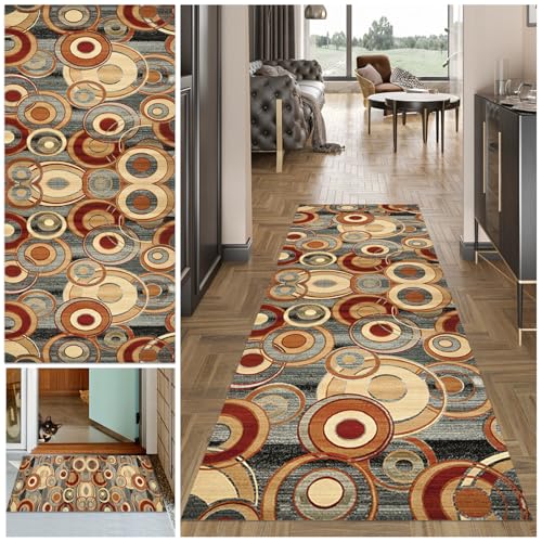 Teppich Läufer Flur Lang, Waschbar Flur Läufer Teppich, Teppichläufer Flur rutschfest Küchenteppich, Flurläufer Lang Korridor Teppich Läufer für Küche, Eingang, Wohnzimmer Schlafzimmer60 x 350 cm von MXOUAJ