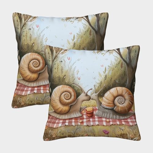 MXRMXR Süße Schnecke Kissenbezug 2er Set Dekokissenbezug Kuschelkissen für Sofa Schlafzimmer Couch 40x40cm von MXRMXR