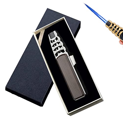 MXRS Windproof Straight Torch Blue Flame Lighter, Wind Resistant Turbine Jet Lighter Torch (B-Wood Grain) von MXRS