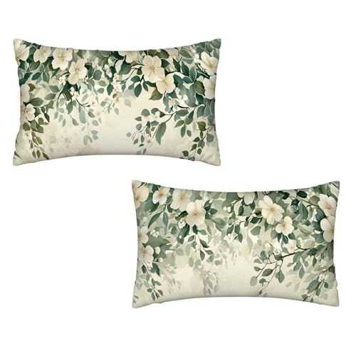 2er Set Kissenbezug 25 x 50 Samt Kissenbezug Beige Kissenhülle Sofakissen Zierkissenbezug Dekokissen für Deko Wohnzimmer Kissenbezüge Couchkissen Sofakissenbezüge Geschenke für Frauen (Anlage) C-32 von MXRUOO