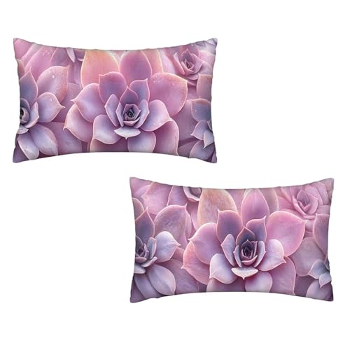 2er Set Kissenbezug 40 x 70 Samt Kissenbezug Lila Kissenhülle Sofakissen Zierkissenbezug Dekokissen für Deko Wohnzimmer Kissenbezüge Couchkissen Sofakissenbezüge Geschenke für Frauen (Blume) A-24 von MXRUOO