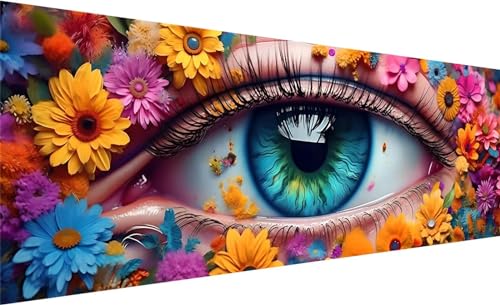 Blume Diamond Painting Groß XXL 150x50cm, Basteln Erwachsene Diamond Painting Set, 5D DIY Auge Diamant Painting Bilder Erwachsene, Diamond Painting Großes für Geschenk Home Wand Deko Aesthetic Z-2 von MXRUOO