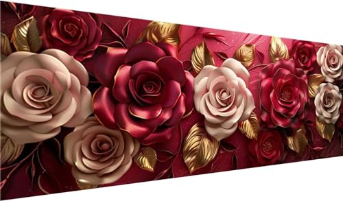 MXRUOO Diamond Painting Erwachsene: 5D DIY Rose Diamond Painting 180x70 cm Eckige Steine Strass Cross Stickerei Kunst Kit, Nicht Faltbar von MXRUOO