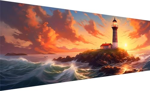 Diamond Painting Set 300x100 cm, DIY Leuchtturm Diamond Painting Eckige Steine Strass Cross Stickerei Kunst Kits, Diamond Painting Zubehör Set Basteln Erwachsene, Geschenk Diamond Painting Ozean C-5 Diamond Painting Set 300x100 cm, DIY Leuchtturm Diamond Painting Eckige Steine Strass Cross Stickerei Kunst Kits, Diamond Painting Zubehör Set Basteln Erwachsene, Geschenk Diamond Painting Ozean C-5 von MXRUOO