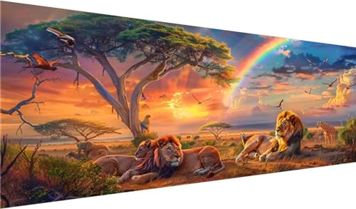 Diamond Painting XXL 80x30 cm, DIY Löwe Diamant Painting Bilder, 5D Sonnenuntergang Diamond Painting Set, Diamant Kristall Strass Kreuzstich Painting, Diamond Painting Erwachsene, Wand Deko Wohnzimmer Diamond Painting XXL 80x30 cm, DIY Löwe Diamant Painting Bilder, 5D Sonnenuntergang Diamond Painting Set, Diamant Kristall Strass Kreuzstich Painting, Diamond Painting Erwachsene, Wand Deko Wohnzimmer von MXRUOO
