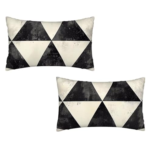 Kissenbezug 30x50 Beige 2er Set Samt Kissenbezug Geometrie Sofakissen Weiche Kissenhülle Quadratische Dekokissen Zierkissenbezug mit Unsichtbarem ReißVerschluss für Sofa Wohnzimmer Schlafzimmer F-34 von MXRUOO