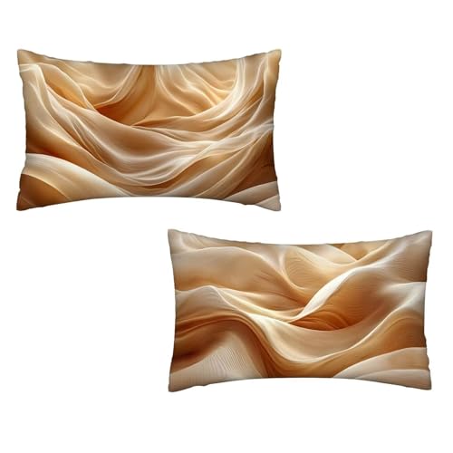 Kissenbezug 30x50 Einfachheit 2er Set Samt Kissenbezug Beige Sofakissen Weiche Kissenhülle Quadratische Dekokissen Zierkissenbezug mit Unsichtbarem ReißVerschluss für Sofa Wohnzimmer Schlafzimmer K-23 von MXRUOO