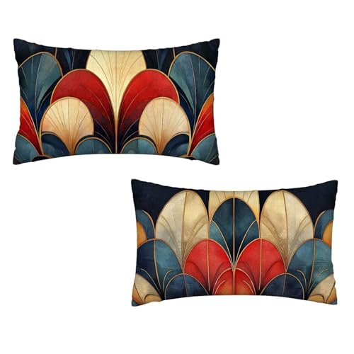 Kissenbezug 30x50 Fantasie 2er Set Samt Kissenbezug Abstrakt Sofakissen Weiche Kissenhülle Quadratische Dekokissen Zierkissenbezug mit Unsichtbarem ReißVerschluss für Sofa Wohnzimmer Schlafzimmer G-59 von MXRUOO