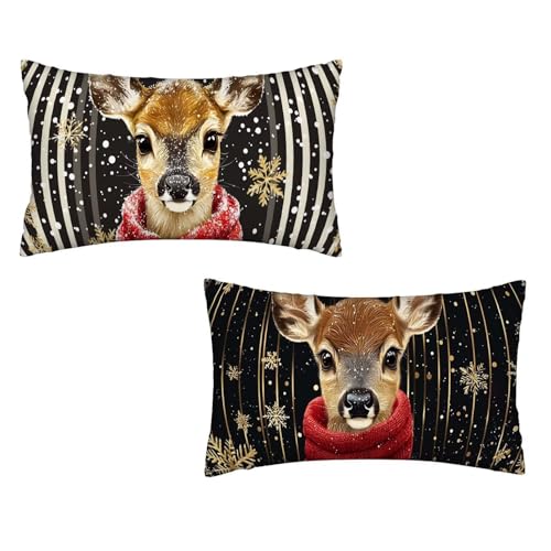 Kissenbezug 30x50 Reh 2er Set Samt Kissenbezug Schneeflocke Sofakissen Weiche Kissenhülle Quadratische Dekokissen Zierkissenbezug mit Unsichtbarem ReißVerschluss für Sofa Wohnzimmer Schlafzimmer I-61 Kissenbezug 30x50 Reh 2er Set Samt Kissenbezug Schneeflocke Sofakissen Weiche Kissenhülle Quadratische Dekokissen Zierkissenbezug mit Unsichtbarem ReißVerschluss für Sofa Wohnzimmer Schlafzimmer I-61 von MXRUOO