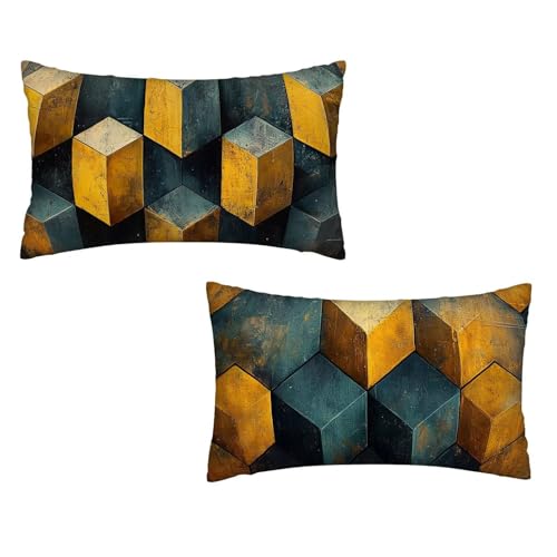 Kissenbezug 40x70 Abstrakt 2er Set Samt Kissenbezug Geometrie Sofakissen Weiche Kissenhülle Quadratische Dekokissen Zierkissenbezug mit Unsichtbarem ReißVerschluss für Wohnzimmer Schlafzimmer K-75 von MXRUOO