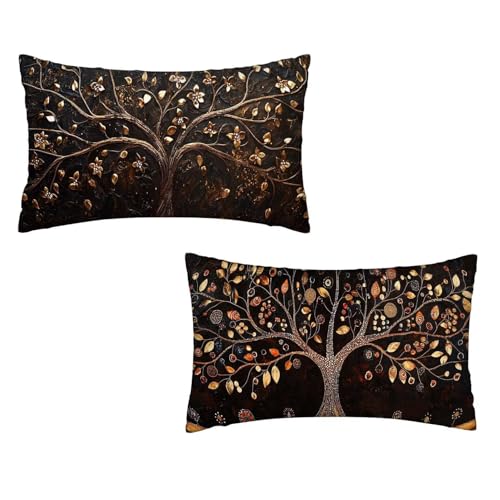 Kissenbezug 40x70 Baum 2er Set Samt Kissenbezug Abstrakt Sofakissen Weiche Kissenhülle Quadratische Dekokissen Zierkissenbezug mit Unsichtbarem ReißVerschluss für Sofa Wohnzimmer Schlafzimmer K-95 von MXRUOO