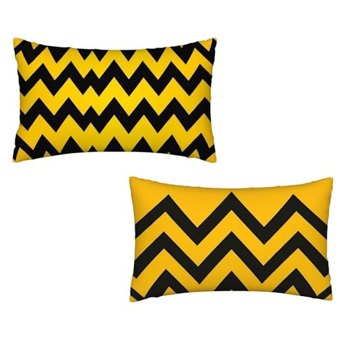 Kissenbezug 40x70 Gelb 2er Set Samt Kissenbezug Streifen Sofakissen Weiche Kissenhülle Quadratische Dekokissen Zierkissenbezug mit Unsichtbarem ReißVerschluss für Sofa Wohnzimmer Schlafzimmer K-3 von MXRUOO