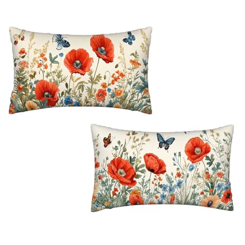 Kissenbezug 40x70 Ländlich 2er Set Samt Kissenbezug Anlage Sofakissen Weiche Kissenhülle Quadratische Dekokissen Zierkissenbezug mit Unsichtbarem ReißVerschluss für Sofa Wohnzimmer Schlafzimmer K-59 von MXRUOO