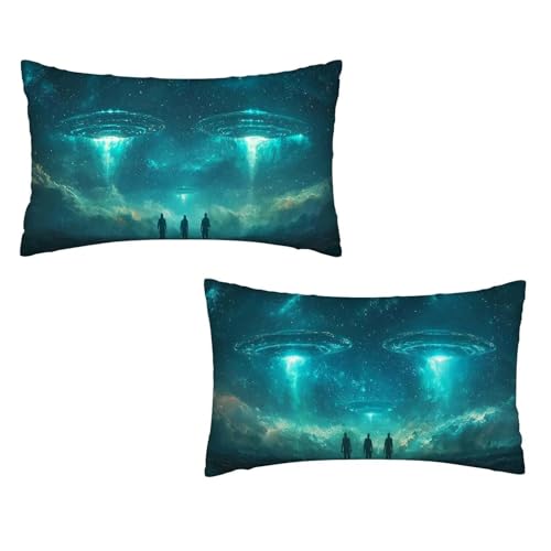 Kissenbezug 40x70 Traum 2er Set Samt Kissenbezug Sternenhimmel Sofakissen Weiche Kissenhülle Quadratische Dekokissen Zierkissenbezug mit Unsichtbarem ReißVerschluss für Wohnzimmer Schlafzimmer K-27 von MXRUOO